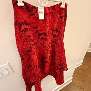 Red Snake Print Skirt